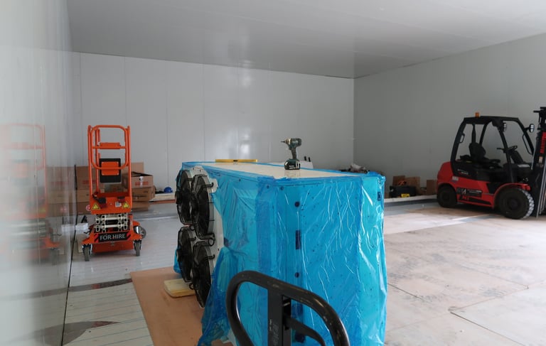 Installing an spilit cooling unit inside a commercial freezer room