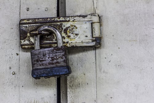 Padlocked door