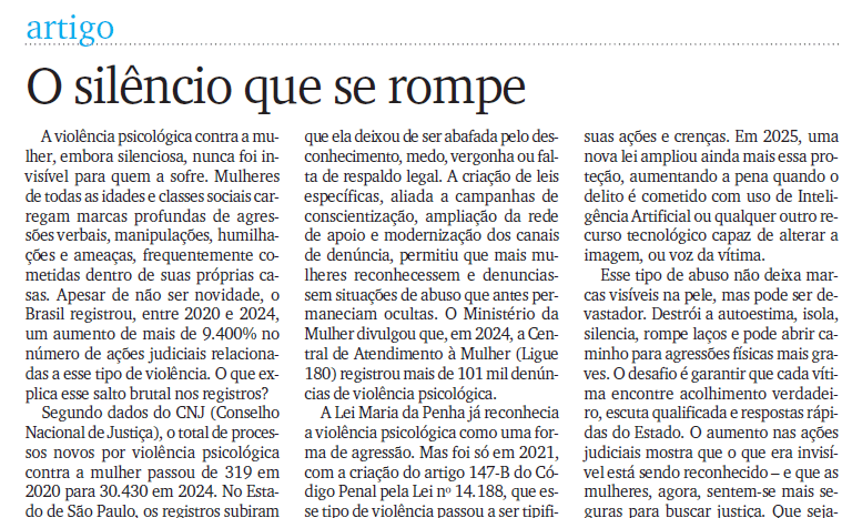 Artigo no jornal Diário do Grande ABC