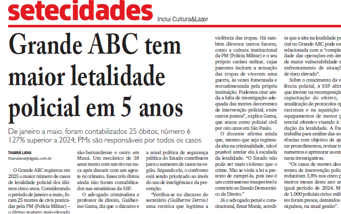 Reportagem no jornal Diário do Grande ABC