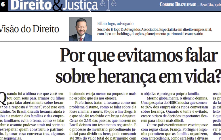 Artigo no jornal Correio Braziliense