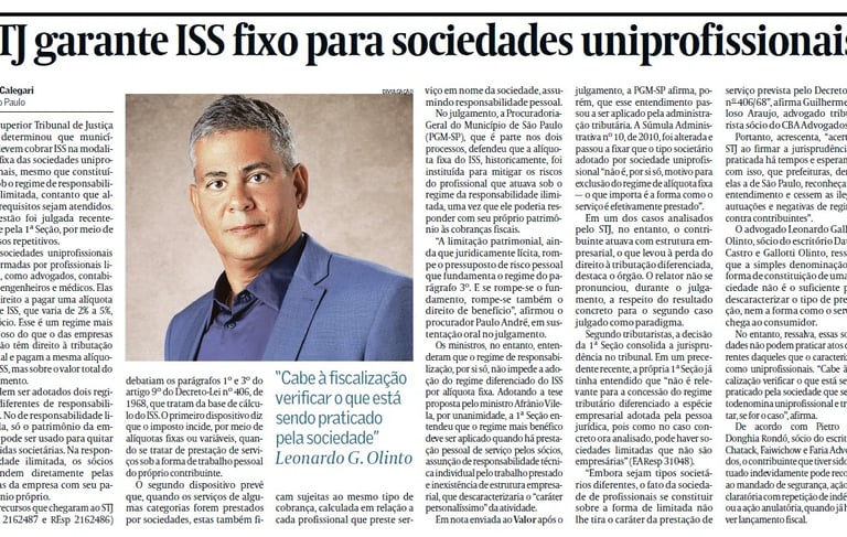 Reportagem no Valor Econômico