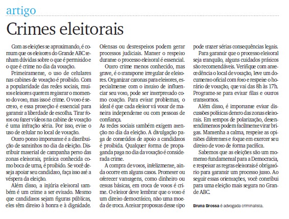 Artigo no Diário do Grande ABC
