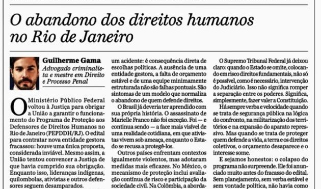 Artigo no jornal O Dia (RJ)