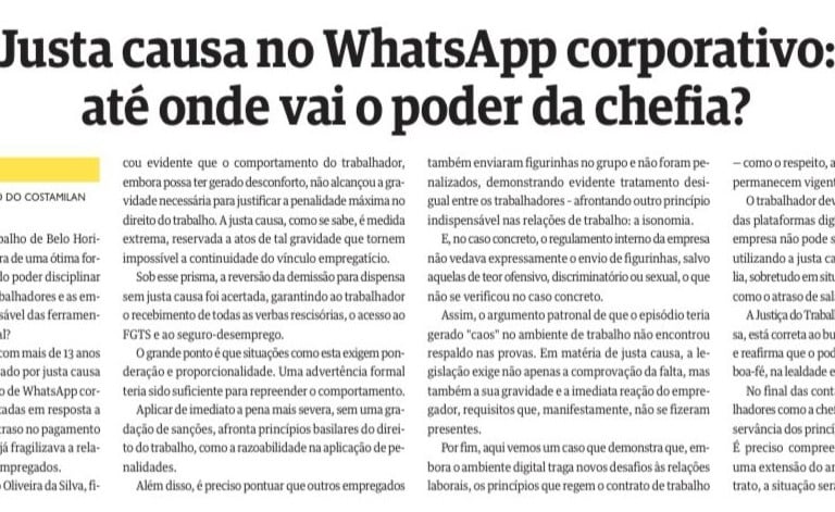 Artigo no jornal Folha de Pernambuco