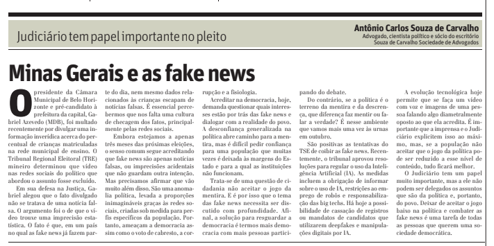 rtigo publicado no jornal O Tempo