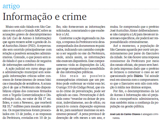 Artigo no DGABC