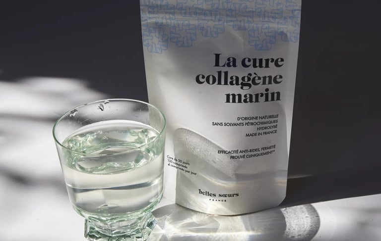 Un sachet de cure de collagène marin de Belles Soeurs