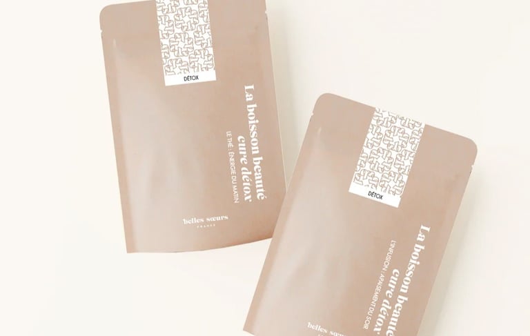 deux sachet de la boisson beauté détox de Belles Soeurs