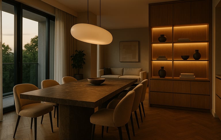 a dining room table with a table and chairs | Nour Nagy Designs