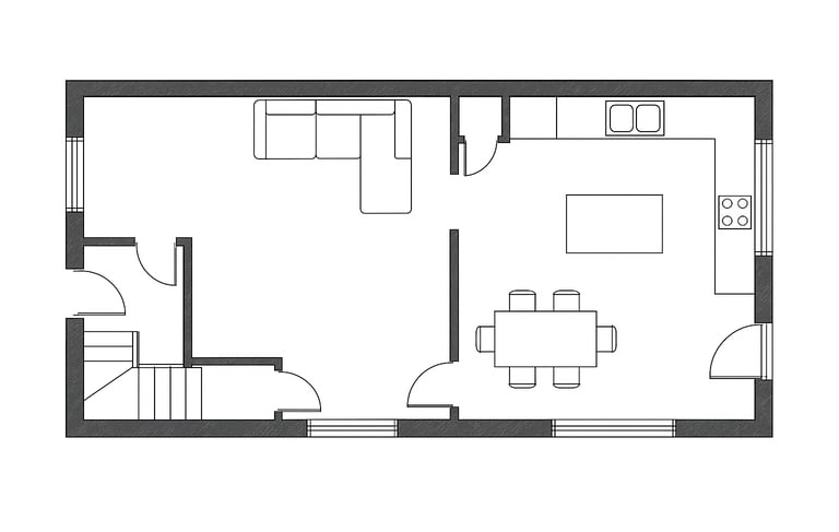 a floor plan of a house with a living room and dining area | Nour Nagy Designs