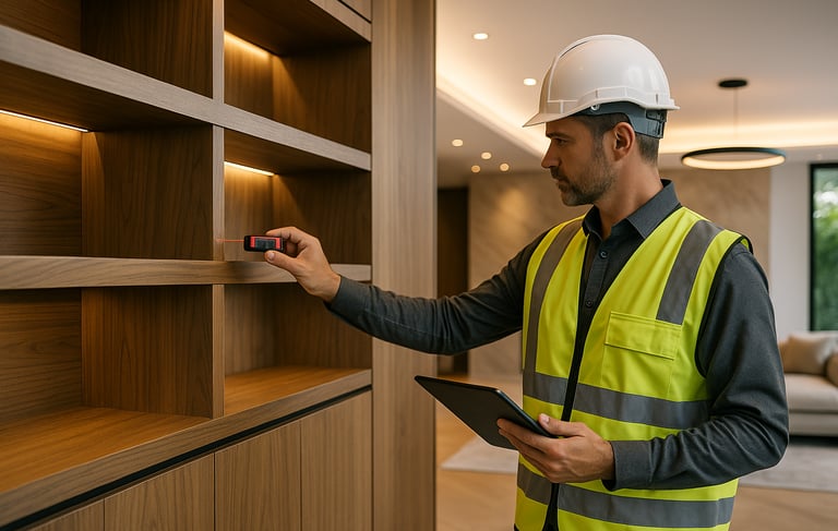 a man in a hard hat and safety vest holding a tablet computer | Nour Nagy Designs