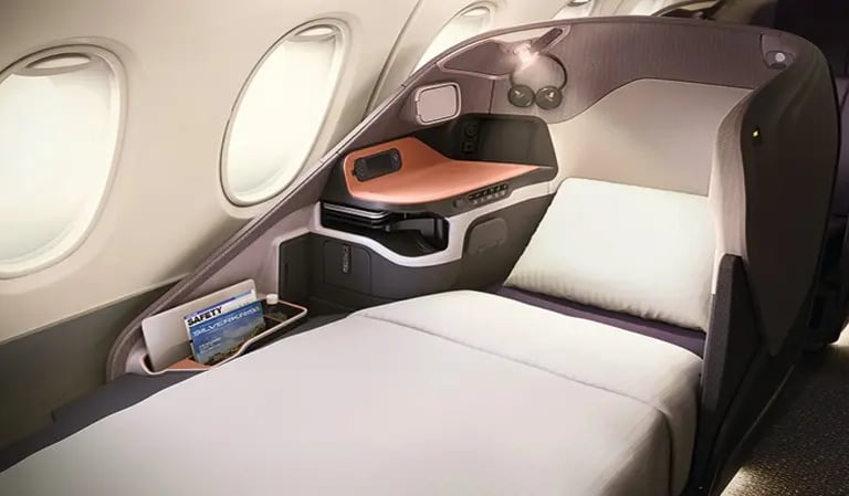Singapore Airlines A380 business seats flat