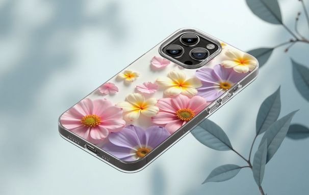 Wyrlight phone case mockup with colorful fantasy art, bright playful design for POD.