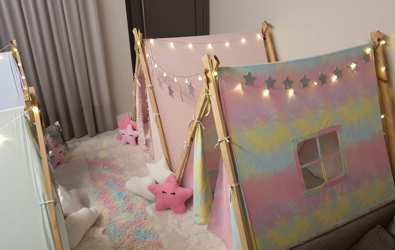 festa do pijama com cabanas de estrelas