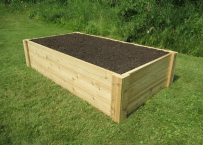 a raised garden bed with a raised garden bed