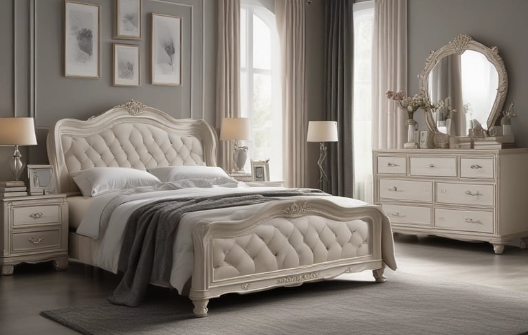 a bedroom with a bed and a rug