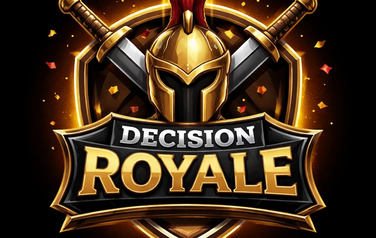 a logo for a game decision royale game web app