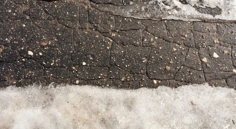 Asphalt cracks caused by freezing southern Ontario weather