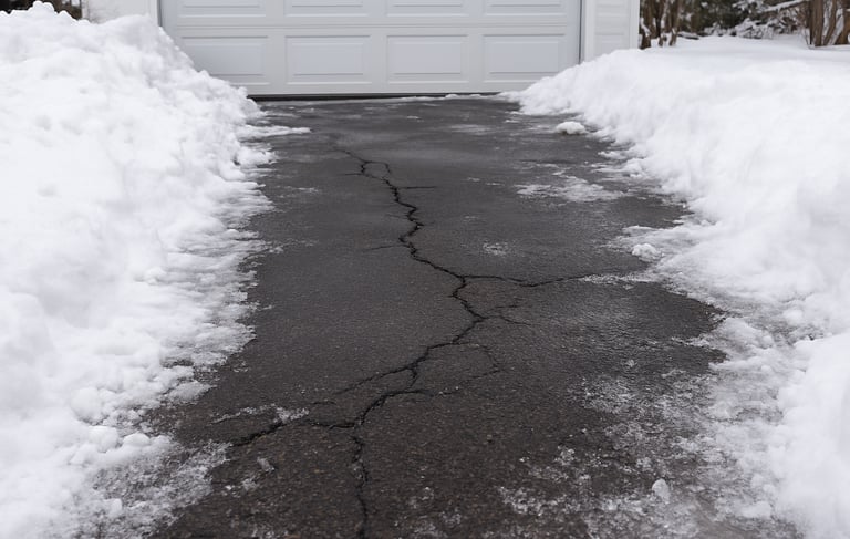 Freezing London winters causing driveway cracks