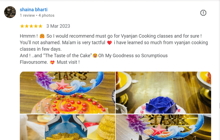 student cakes and reviews vyanjan cooking classes