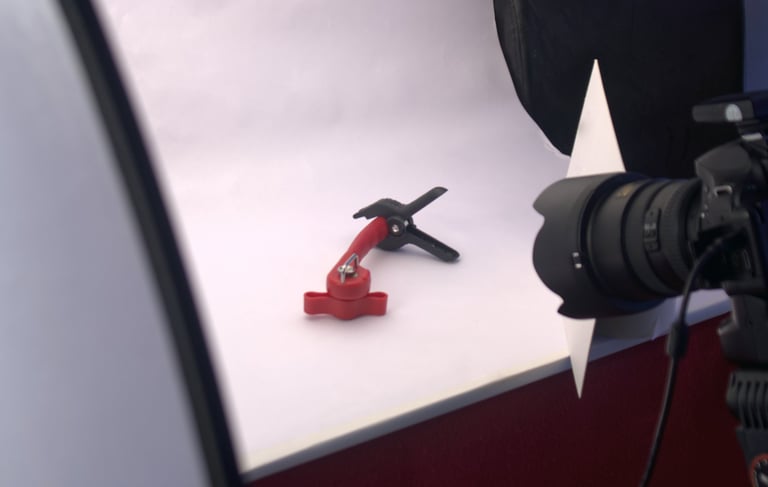 Photographic set being used to take pictures of a Product
