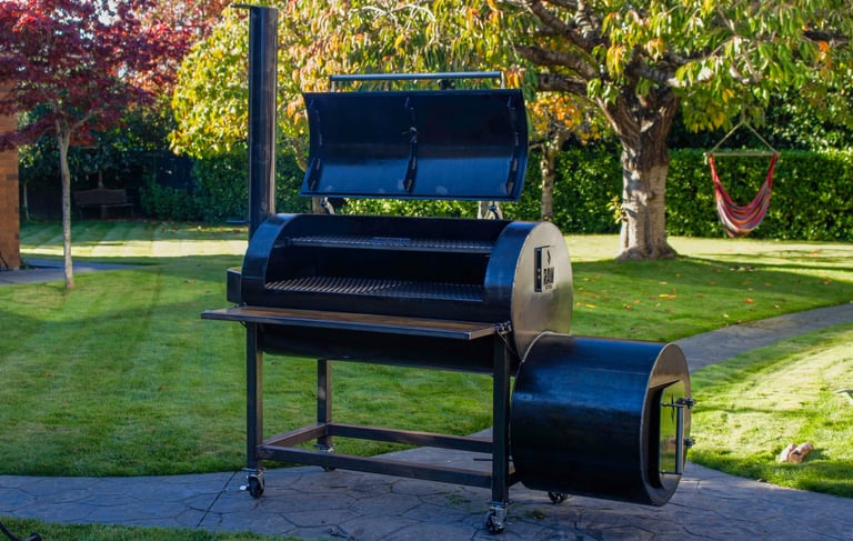 Custom BBQ smoker handmade in New Zealand with heavy-duty steel