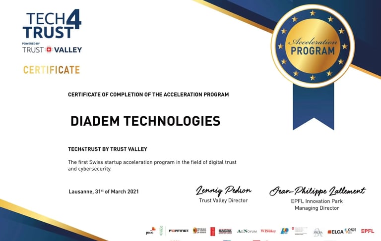the certificate of completion at Trust Valley