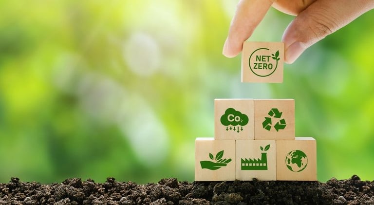 imagem com o fundo de naturaza e 6 caixias de papelão mostramostrando  sobre reciclagem