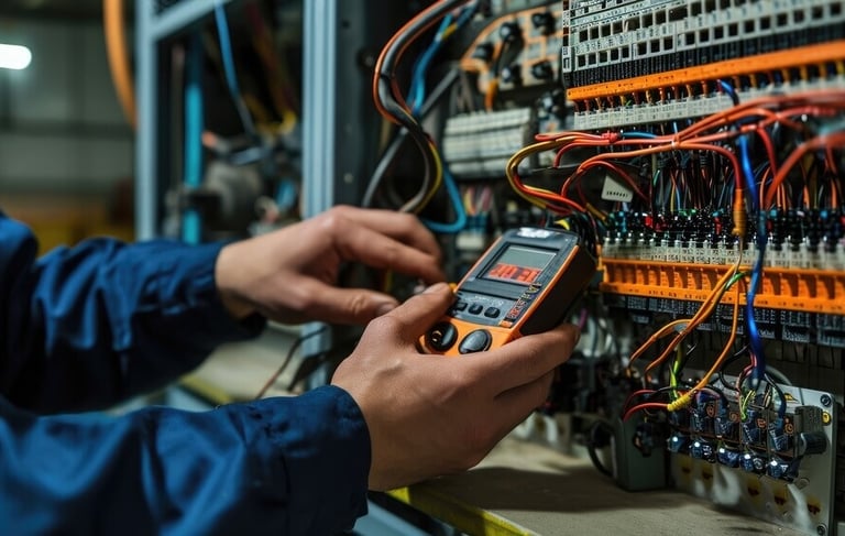 trabajador con multimetro wili construmet