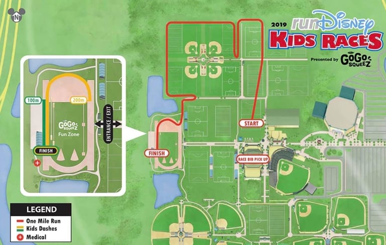 2018 runDisney Walt Disney World Marathon Weekend Kids' Races Course Map