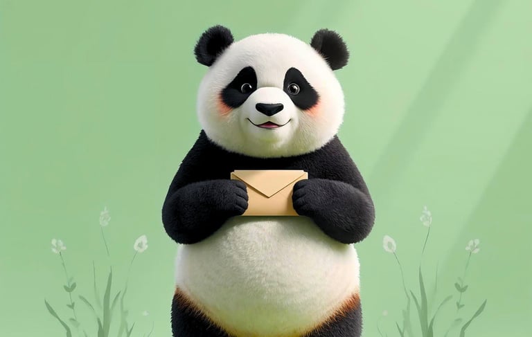 Mind the mindful panda holding a newsletter