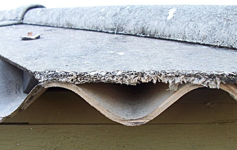 a roof with a roof that has been guted off