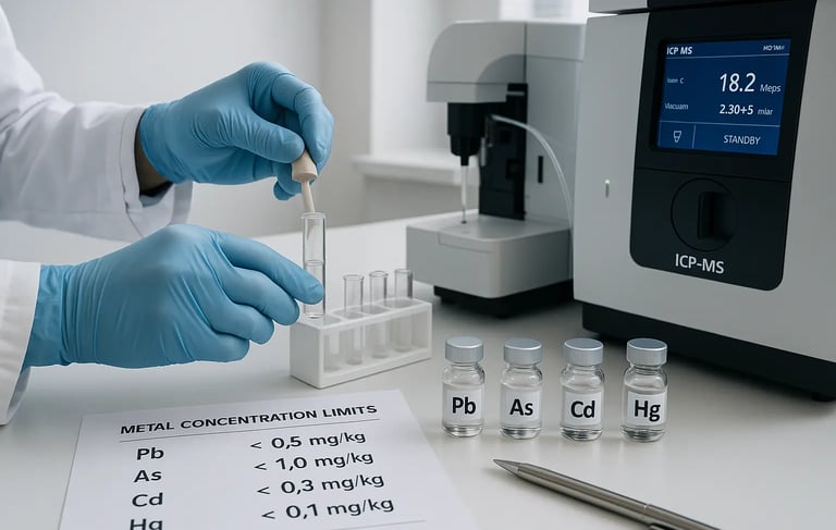 a person in a lab coat and gloves holding a vial of shilajit