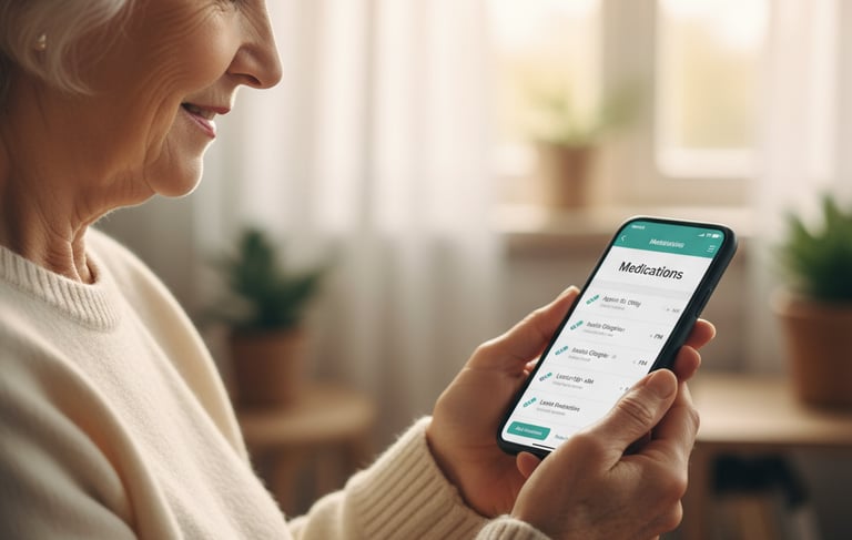 caregiver viewing veteran's health data in Vet mHealth app