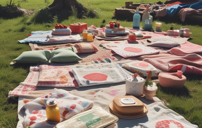 Close-up of colorful art supplies and hands working on a creative project.