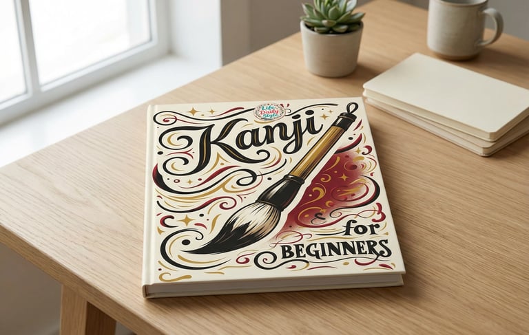 a book with a brush and a book on a table