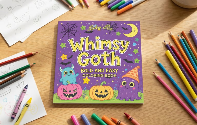 a book with a purple cover and a cup of coffee