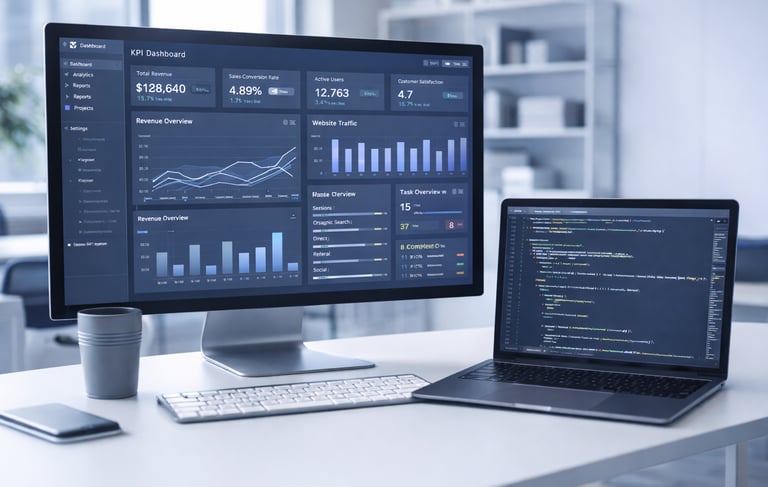 Software Dashboard & Laptop code illustrations