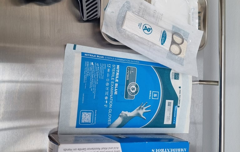Trolley with sterile instruments for tongue tie division (frenulotomy) with Anika Riesen Midwife