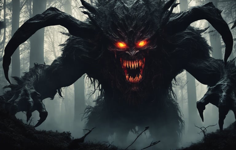 A demon coming toward the camera enraged