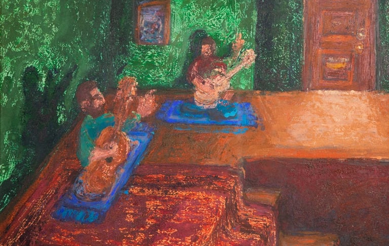 Paintings of Musicians practicing together