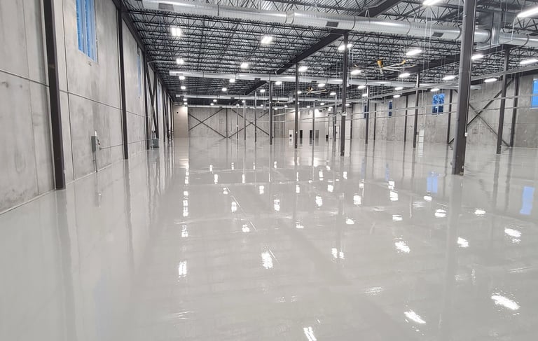 35000sqft of seamless epoxy installed in a warehouse