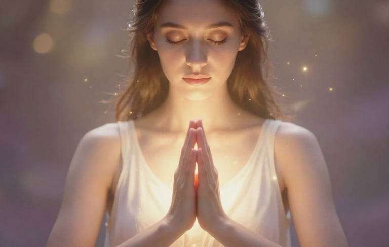 Woman connecting with inner wisdom and intuitive guidance through meditation