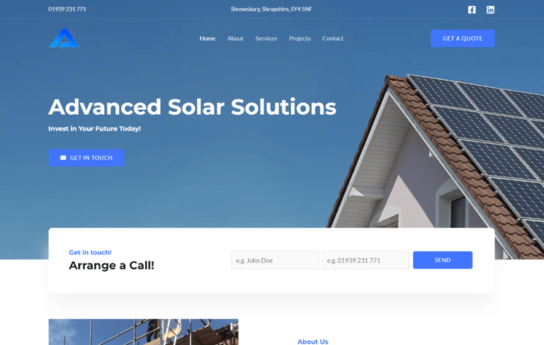 website design and seo strategy for advanced solar solutions