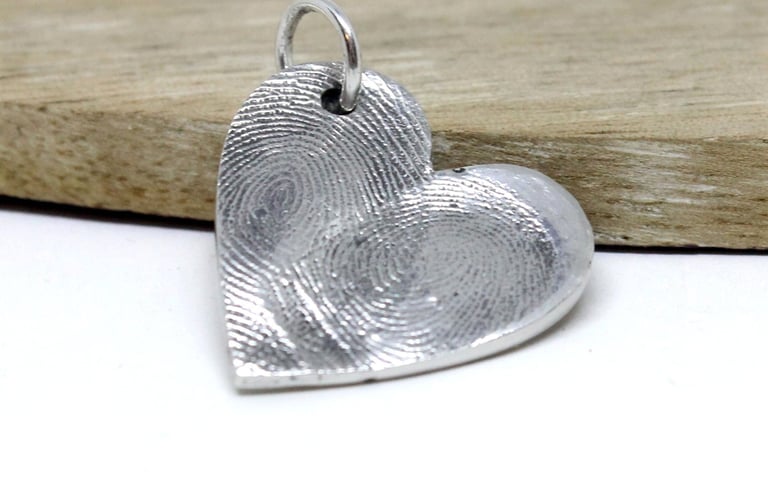 Impressions to Keep silver fingerprint heart with 2 fingerprints