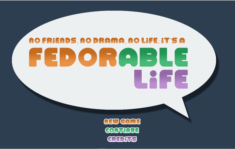 Screenshot of the main menu from the game 'Fedorable Life.'