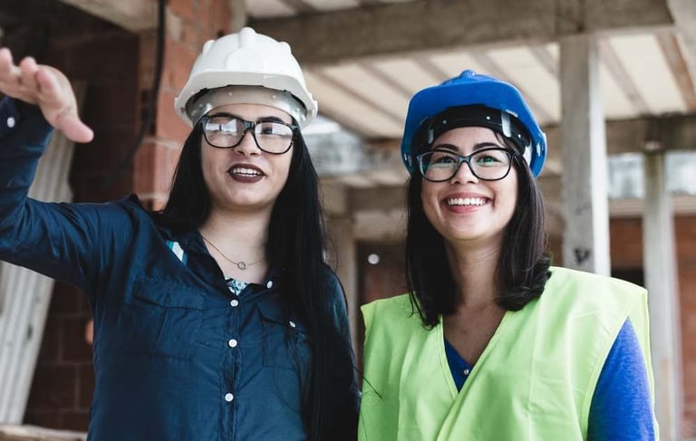two women in safety vests and safety vests