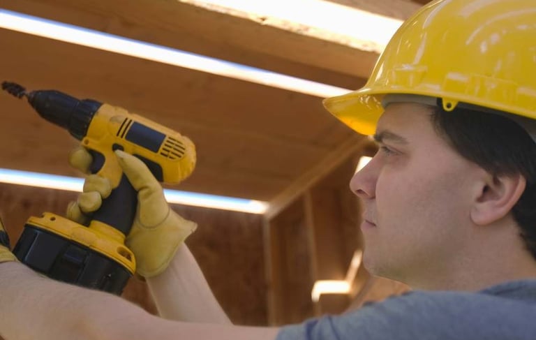 a man in a hard hat and a yellow helmet
