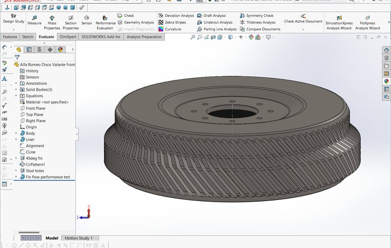 Typecast Solidworks design aluminium cast iron Alfin brake drum for vintage classic road race cars